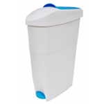 Cesto contenedor blanco con tapa selectiva para toallas sanitarias y pañales