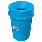 Bote redondo azul de 45 litros con tapa embudo