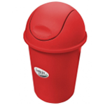 Bote redondo rojo de 45 litros con tapa balancín curva