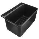 Cubeta utilitaria pequeña de plástico color negro diseñada para colgar en carrito de servicio