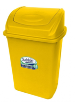 Contenedor plástico amarillo de 65 litros con tapa abatible de acceso frontal