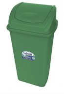 Contenedor institucional verde de 80 litros con tapa de balancín frontal