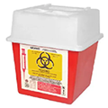 Bote rojo para desechar agujas y jeringas de 2 litros